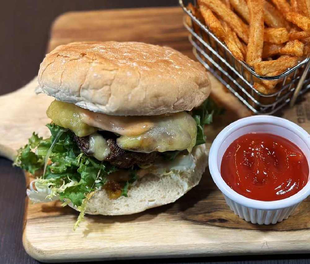 hamburger Served at Mah Cafe in East Barnet